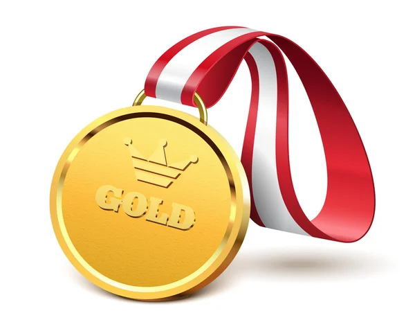 Medalla de oro aislada sobre fondo blanco — Vector de stock