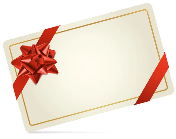 Carta regalo con fiocco regalo rosso — Vettoriale Stock