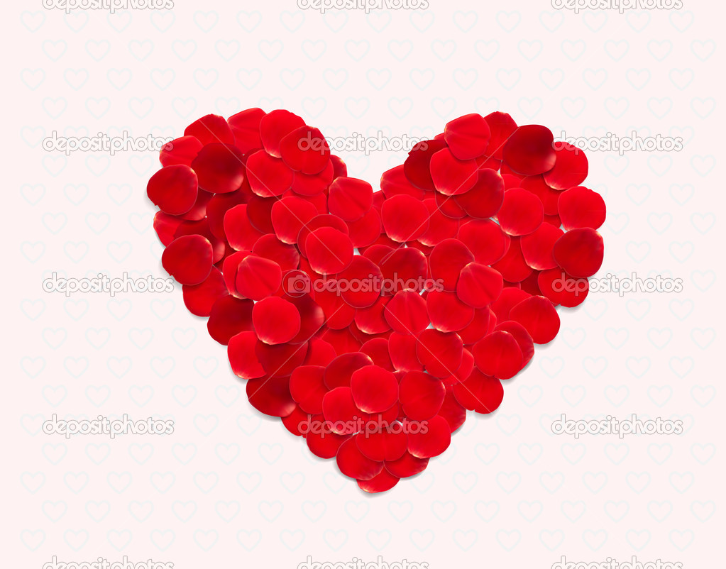 Red rose petals heart - Vector illustration