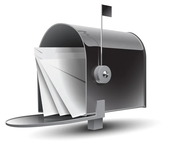 Öppna grå postlåda med bokstäver — Stock vektor