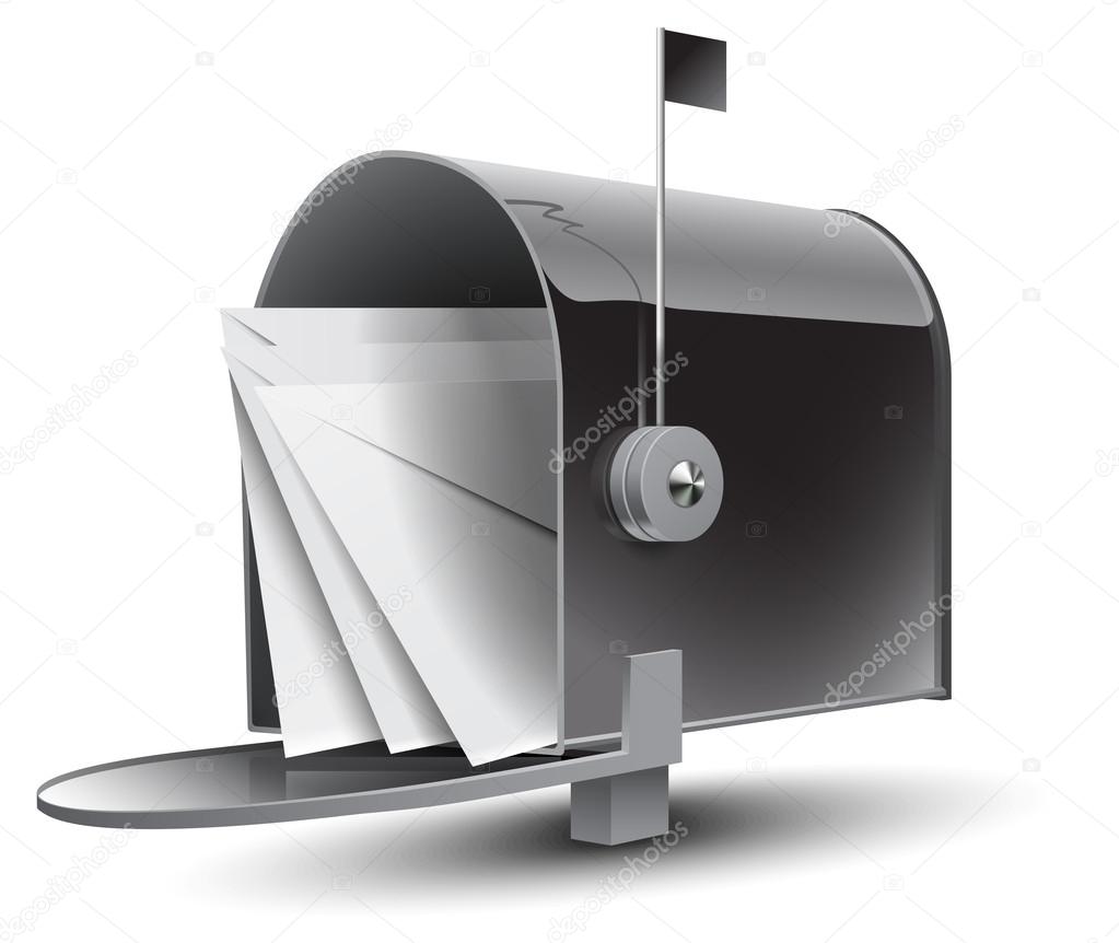 Open Grey Mailbox with Letters