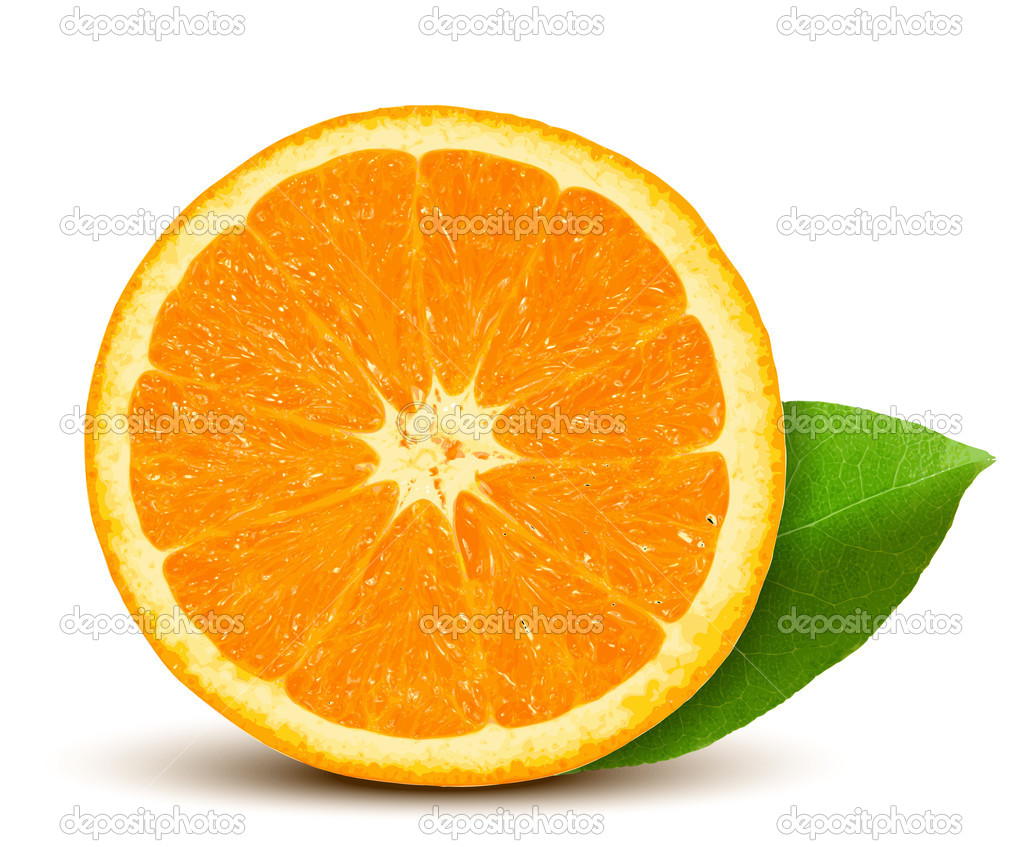 Vector fresh orange with leaf