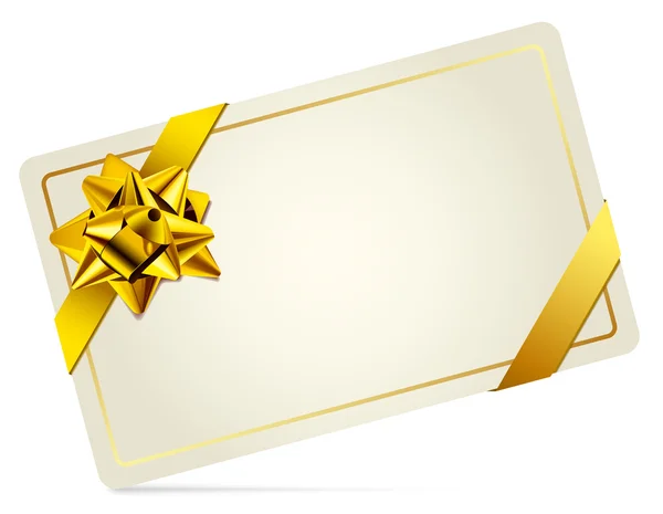 Gift Card with Gold Bow. Vector illustration. — Stock Vector