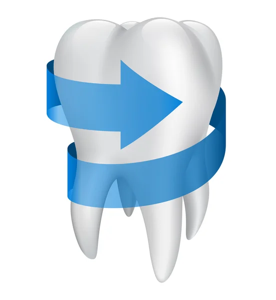 Tooth with blue arrow. Vector illustration — Stock Vector