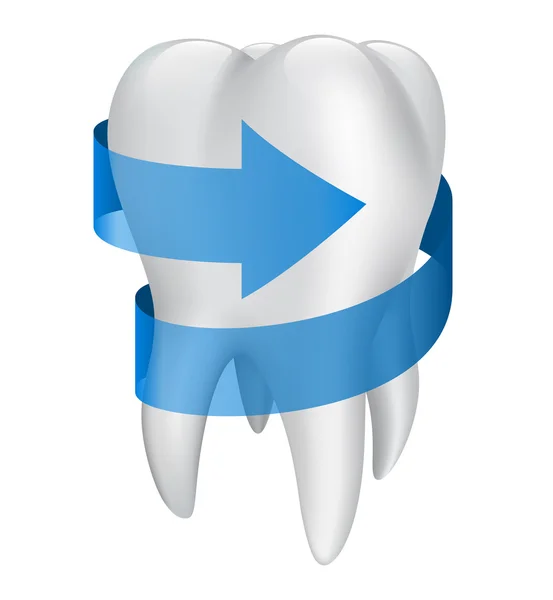 Tand med blå pil. Vektorillustration – Stock-vektor