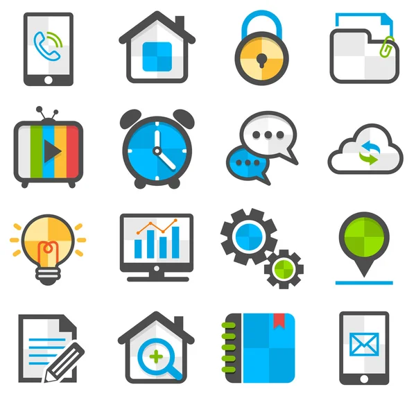 Media and communication flat icon set — Stock Vector