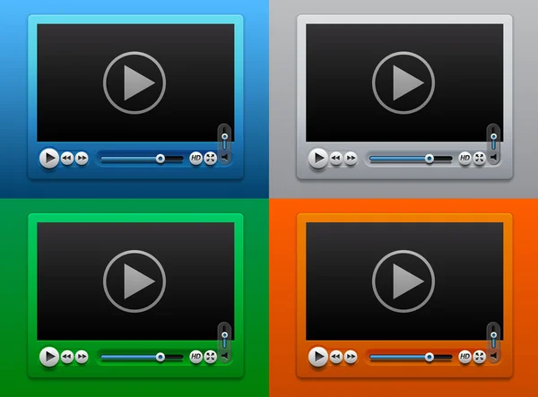 Vidro Video Player para Web em fundo de cor —  Vetores de Stock