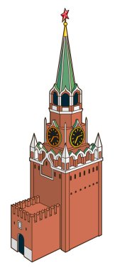 Kremlin tower with clock in moscow clipart