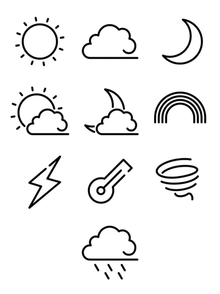 Icona della linea meteo impostata. Illustrazione vettoriale — Vettoriale Stock