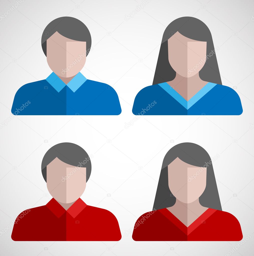 Male and female user flat icons