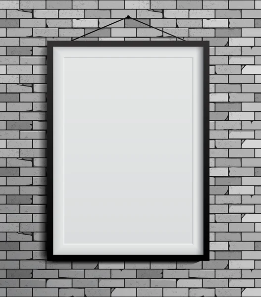 Marcos negros en una pared de ladrillo blanco. Ilustración vectorial — Vector de stock