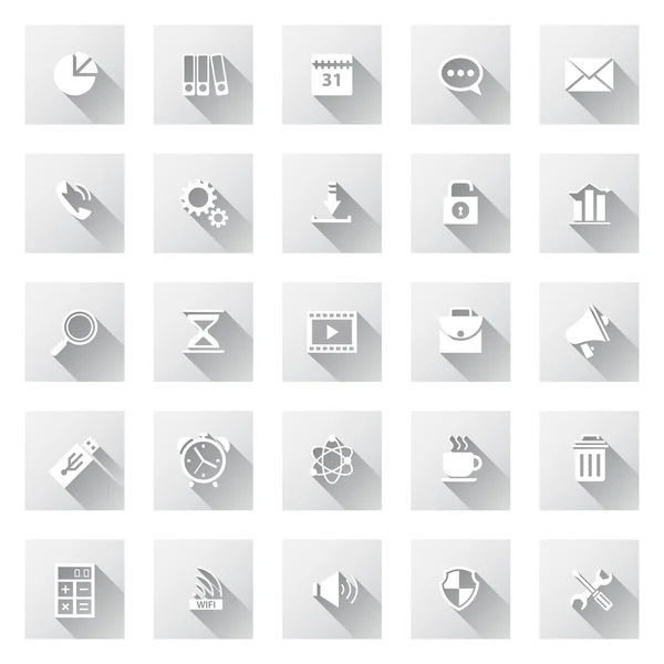 Set of flat design icons with long shadows. — Stock Vector