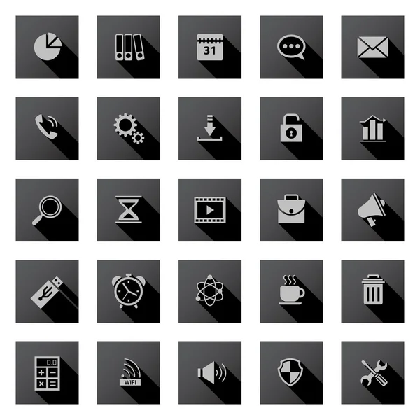 Set of flat design icons with long shadows. — Stock Vector