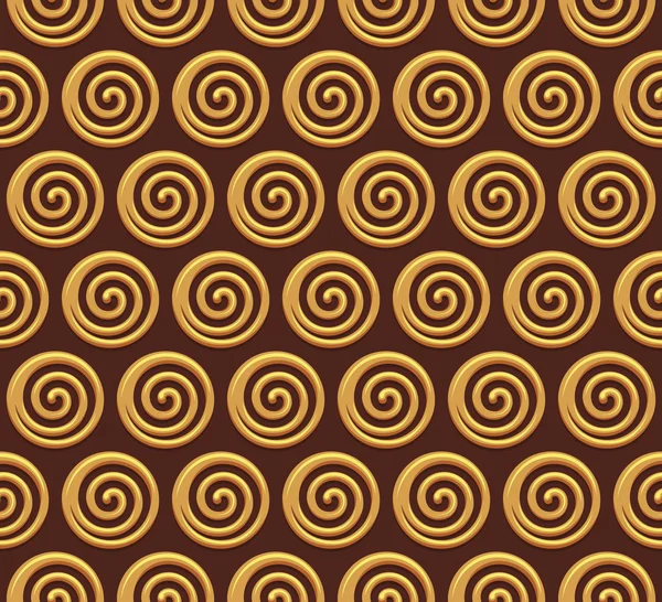 Gold spiral vector seamless background — Stock Vector