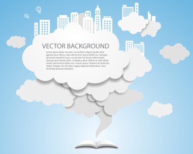 vektör cloud tasarım öğesi gökdelenler ile.