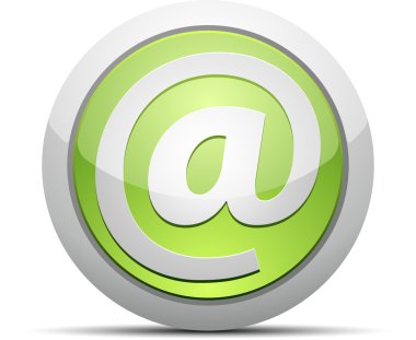 e-posta simgesi parlak yeşil yuvarlak düğmesi