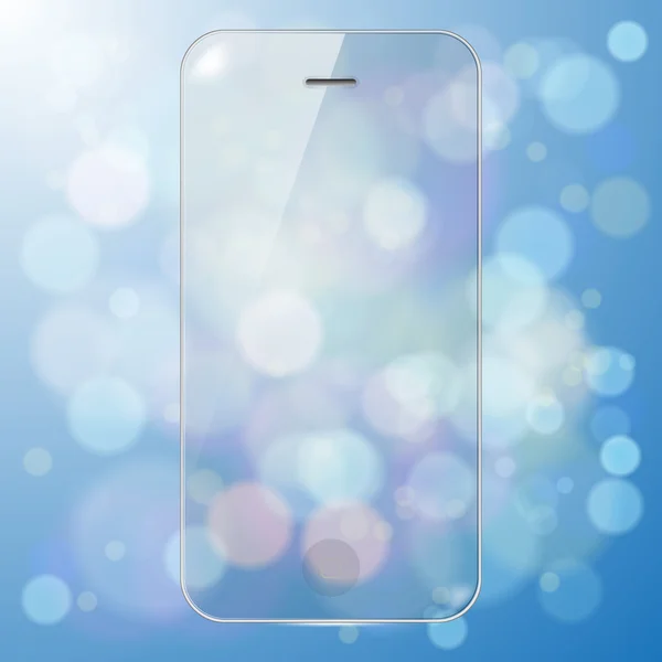 Transparenter Smartphone-Bildschirm auf blauem abstrakten Hintergrund — Stockvektor