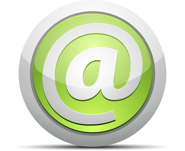 Icône e-mail sur bouton rond vert brillant — Image vectorielle