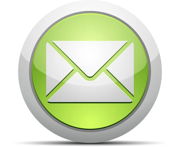 Icona e-mail sul pulsante rotondo verde lucido — Vettoriale Stock
