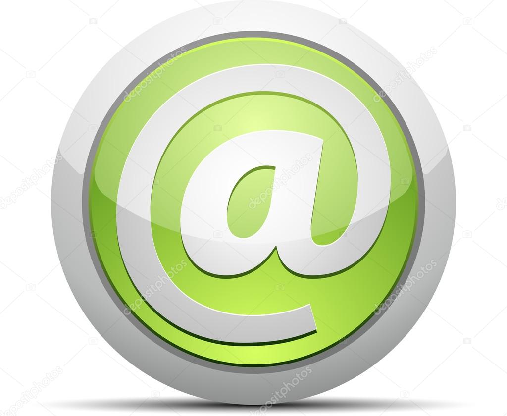 Email icon on glossy green round button