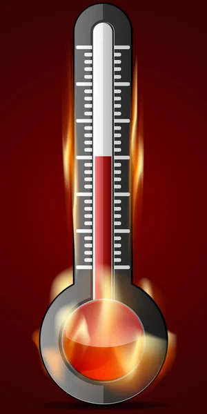 Thermometer in fire — Stock Vector