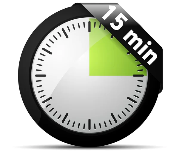 Temporizador de 15 minutos — Vector de stock