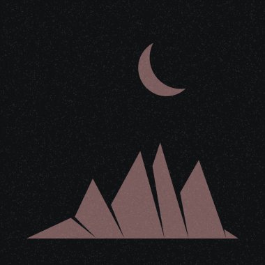 Geometrik Dağlar silüet manzara resmi, vektör illüstrasyonu