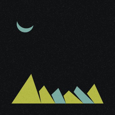 Geometrik Dağlar silüet manzara resmi, vektör illüstrasyonu