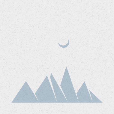 Geometrik Dağlar silüet manzara resmi, vektör illüstrasyonu