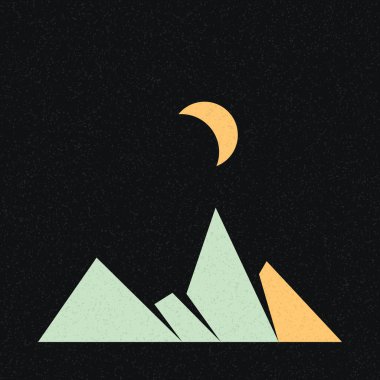 Geometrik Dağlar silüet manzara resmi, vektör illüstrasyonu