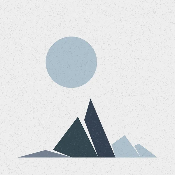 Geometric Mountains Silhouette Landscape Art Poster Vector Illustration — Stock Vector