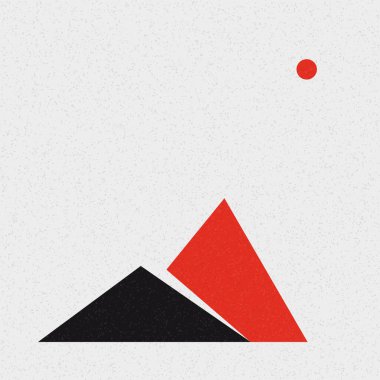 Geometrik Dağlar silüet manzara resmi, vektör illüstrasyonu