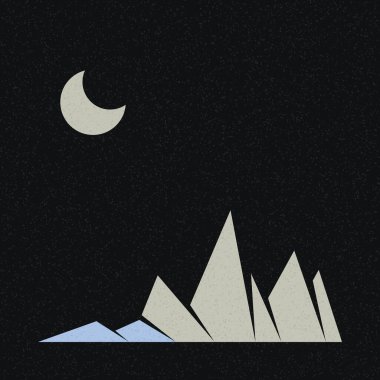 Geometrik Dağlar silüet manzara resmi, vektör illüstrasyonu