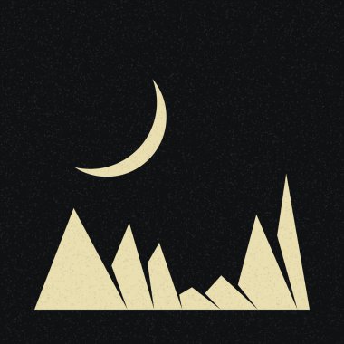 Geometrik Dağlar silüet manzara resmi, vektör illüstrasyonu