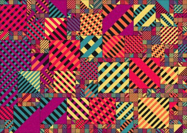 Soyut Geometrik Desen, üretken hesaplama sanatı, vektör illüstrasyonu 