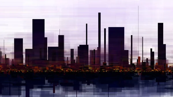 Morning City Landscape Abstract Generative Art Illustration — Stockfoto