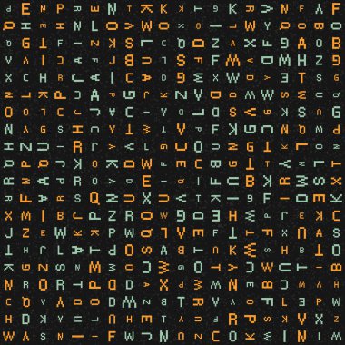 Alfabe harfleriyle soyut geometrik desen çizimi