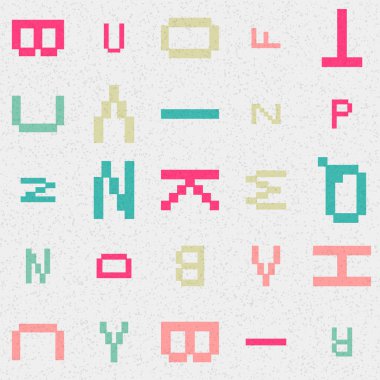 Alfabe harfleriyle soyut geometrik desen çizimi