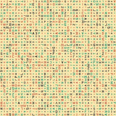 Alfabe harfleriyle soyut geometrik desen çizimi