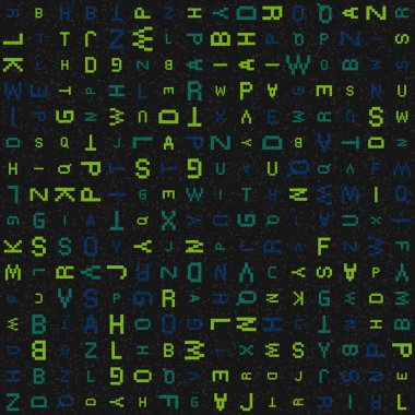 Alfabe harfleriyle soyut geometrik desen çizimi