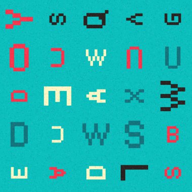 Alfabe harfleriyle soyut geometrik desen çizimi