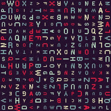 Alfabe harfleriyle soyut geometrik desen çizimi