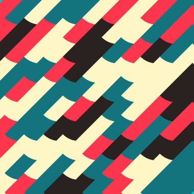 Renkli fayans, kusursuz rastgele dokuma mozaik deseni, bağlantı sanatı arkaplan tasarımı illüstrasyonu, soyut geometrik desenli üretken hesaplama sanatsal illüstrasyonu