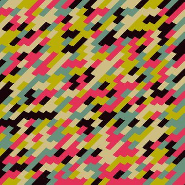 Renkli fayans, kusursuz rastgele dokuma mozaik deseni, bağlantı sanatı arkaplan tasarımı illüstrasyonu, soyut geometrik desenli üretken hesaplama sanatsal illüstrasyonu