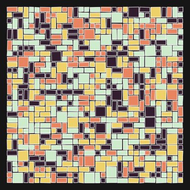 Soyut renk geometrik şekiller deseni, üretken hesaplama sanatı çizimi, renk kareleri ve dikdörtgenler 
