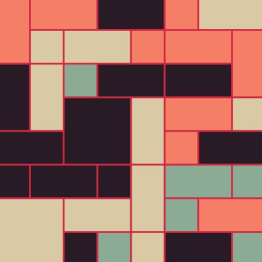 Soyut renk geometrik şekiller deseni, üretken hesaplama sanatı çizimi, renk kareleri ve dikdörtgenler 