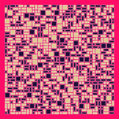 Soyut renk geometrik şekiller deseni, üretken hesaplama sanatı çizimi, renk kareleri ve dikdörtgenler 
