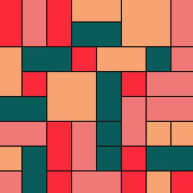 Soyut renk geometrik şekiller deseni, üretken hesaplama sanatı çizimi, renk kareleri ve dikdörtgenler 