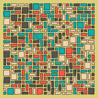 Soyut geometrik desen, vektör illüstrasyonu, kareler ve dikdörtgenler  