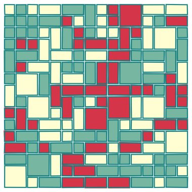 Soyut renk geometrik şekiller deseni, üretken hesaplama sanatı çizimi, renk kareleri ve dikdörtgenler 